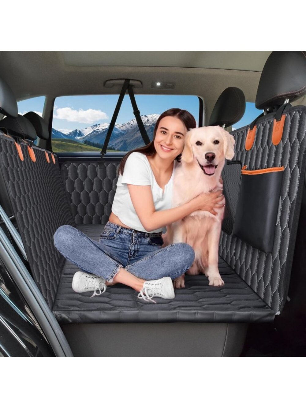 Waterproof Back Seat Extender for Dogs, Hard Bottom, 400 lb Capacity, Black